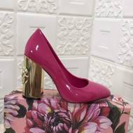 Dolce & Gabbana DG Patent Leather Pumps 6.5/10.5cm Hot Pink/Gold 2021 111341