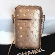 Chanel CC Phone Holder Bag in Calfskin Gold 2018