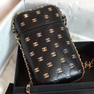 Chanel CC Phone Holder Bag in Calfskin Black 2018