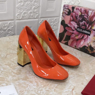 Dolce & Gabbana DG Patent Leather Pumps 6.5/10.5cm Orange/Gold 2021 111343