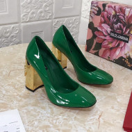 Dolce & Gabbana DG Patent Leather Pumps 6.5/10.5cm Green/Gold 2021 111344