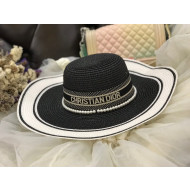 Dior Straw Wide Brim Hat Black D16 2021