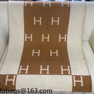 Hermes Classic Wool Cashmere Baby Blanket 100x140cm Brown 2021 110263