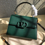 Valentino Small VSLING Grainy Calfskin Top Handle Bag 0530S Green 2019