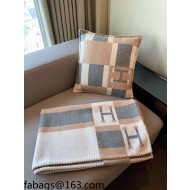 Hermes Avalon Wool Pillow/Blanket 50x50cm Beige 2021 110276