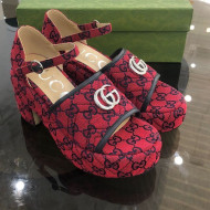 Gucci Chevron Lambskin Platform Sandals Red 9cm 2021 11