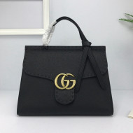 Gucci GG Marmont Top Handle Bag in Grainy Calfskin 421890 Black 2022