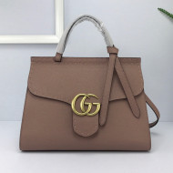 Gucci GG Marmont Top Handle Bag in Grainy Calfskin 421890 Nude Pink 2022