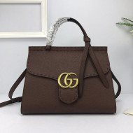 Gucci GG Marmont Top Handle Bag in Grainy Calfskin 421890 Deep Brown 2022