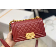 Chanel Quilted Origial Haas Caviar Leather Small Boy Flap Bag Burgundy with Matte Gold Hardware(Top Quality)