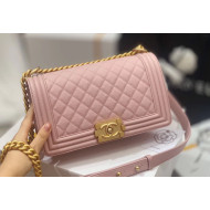 Chanel Quilted Origial Haas Caviar Leather Medium Boy Flap Bag Pink with Matte Gold Hardware(Top Quality)