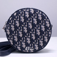 Dior Round Mini Shoulder Bag in Blue Oblique Jacquard Canvas 2019