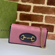 Gucci Horsebit 1955 Corduroy Wallet with Chain 621892 Pink 2021 