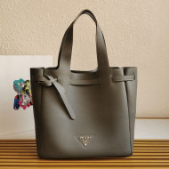 Prada Buckskin Leather Drawstring Bucket Bag 1BG339 Grey 2021