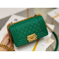 Chanel Quilted Origial Haas Caviar Leather Small Boy Flap Bag Green with Matte Gold Hardware(Top Quality)