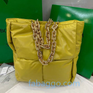 Bottega Veneta The Chain Tote Bag in Padded Woven Calfskin Yellow 2020