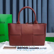 Bottega Veneta Arco Tote Bag in Maxi-Woven Lambskin Rust Brown 2020 614486