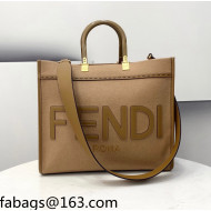 Fendi Sunshine Medium Shopper Tote Bag in Brown Flannel 2021 8509