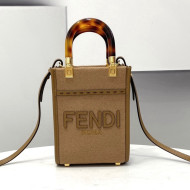 Fendi Mini Sunshine Shopper Bag in Brown Flannel 2021 8513