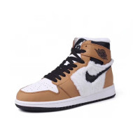 Nike WMNS AJ1 High-Top Sneakers in Calfskin and Wool Brown 2020