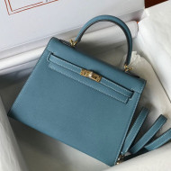 Hermes Kelly 25cm Top Handle Bag in Epsom Leather Denim Blue 2021