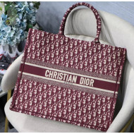 Dior Small Book Tote Embroidered Dior Oblique Canvas Burgundy 2019