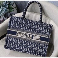 Dior Small Book Tote Embroidered Dior Oblique Canvas Blue 2019