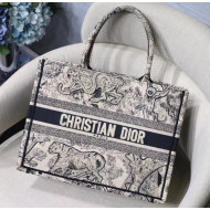 Dior Small Book Tote Bag in Tiger Embroidered Canvas 2019