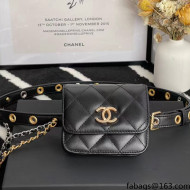 Chanel Quilted Leather Belt Bag With Chain Black 2021