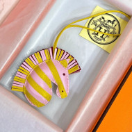 Hermes Geegee Savannah Lambskin Zebra Bag Charm and Key Holder Pink/Yellow 2022 04