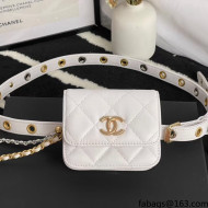 Chanel Quilted Leather Belt Bag With Chain White 2021