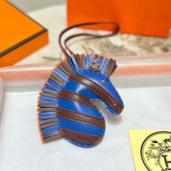 Hermes Geegee Savannah Lambskin Zebra Bag Charm and Key Holder Blue/Brown/Orange 2022 06