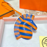 Hermes Geegee Savannah Lambskin Zebra Bag Charm and Key Holder Blue/Orange/White 2022 08