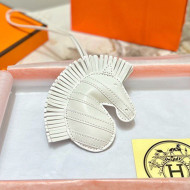 Hermes Geegee Savannah Lambskin Zebra Bag Charm and Key Holder White 2022 09