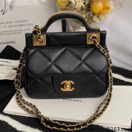 Chanel Hanger Calfskin Mini Flap Bag With Top Handle Black Fall 2021