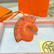 Hermes Geegee Savannah Lambskin Zebra Bag Charm and Key Holder Orange/Red 2022 10