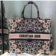 Dior Large Book Tote Bag in Kaleidoscope Embroidered Canvas Pink 2019