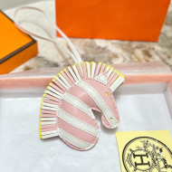 Hermes Geegee Savannah Lambskin Zebra Bag Charm and Key Holder Pink/White/Yellow 2022 13