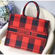 Dior Large Book Tote in Checked Canvas Red 2019