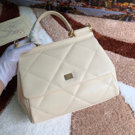 Dolce&Gabbana Classic Medium Sicily  Leather Top Handle Bag in Quilted Calfskin White 2020