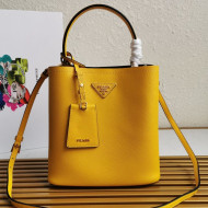 Prada Medium Saffiano Leather Panier Bucket Bag Yellow 2021