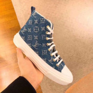 Louis Vuitton Stellar High-top Sneaker in Blue Monogram Denim 1A4VTA 2019