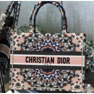 Dior Small Book Tote Bag in Houndstooth Embroidered Canvas 2019 