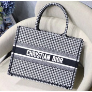 Dior Small Book Tote Bag in Houndstooth Embroidered Canvas 2019