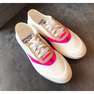 Chanel White Fabric Sneaker with Pink Lambskin Leather Trim 2019