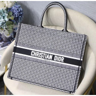 Dior Large Book Tote Bag in Houndstooth Embroidered Canvas 2019