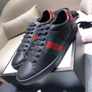 Gucci Ace Sneaker with Real Snake Leatehr Back And Green/Red Web Black 2019