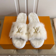 Louis Vuitton LV Embroidered Mink Fur Homey Mules White 2020 (For Women and Men)