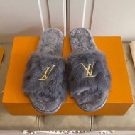 Louis Vuitton LV Embroidered Mink Fur Homey Mules Grey 2020 (For Women and Men)