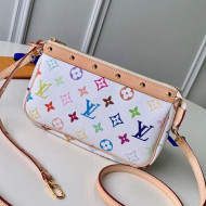 Louis Vuitton Colored Monogram Pochette Pouch M92649 White 2019